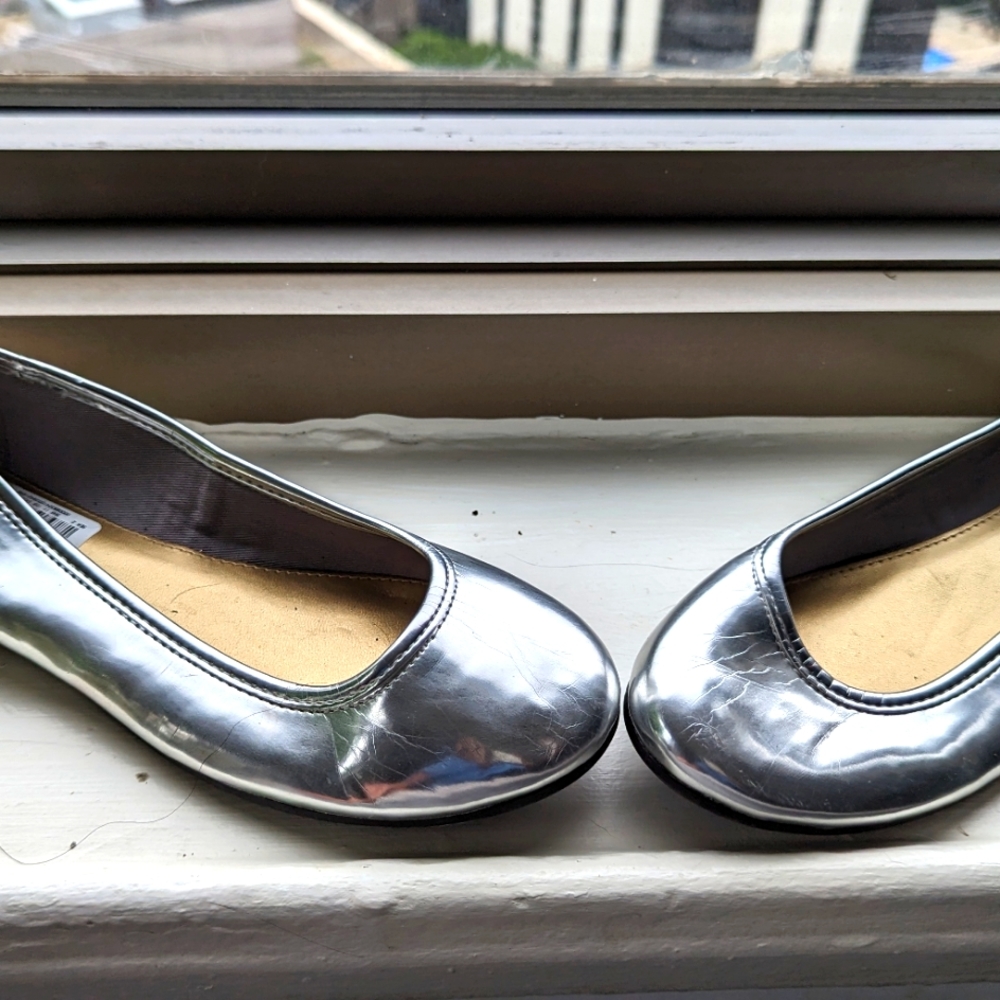 Silver Metallic Ballet Flats